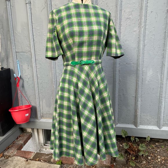 Vintage Dresses & Skirts - Vintage plaid stunner wool dress, size small